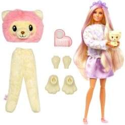 Mattel Barbie Cutie Reveal Cozy Cute Serie - Löwe, Puppe