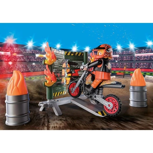 PLAYMOBIL 71256 Stuntshow Starter Pack Stuntshow Motorrad Mit Feuerwand, Konstruktionsspielzeug – Bild 4